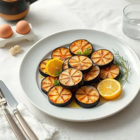 Lemon-Cumin Grilled Eggplant Slices