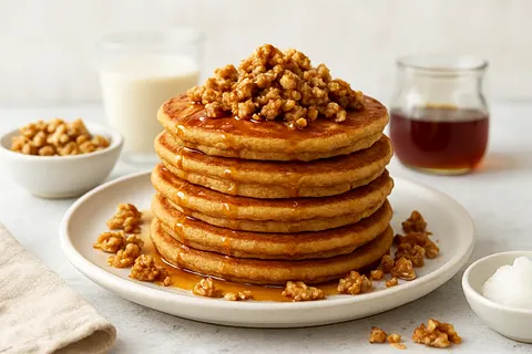 Nutritious Almond Flour Pancakes with Cinnamon and Walnut Crumble