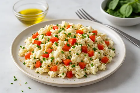 Egg White Scramble with Red Bell Pepper and Chives