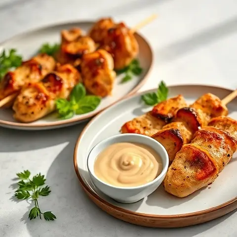 Chicken Satay Skewers with Almond Butter Sauce