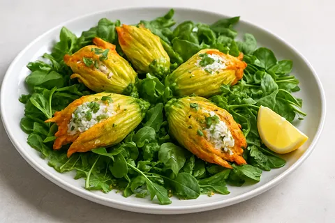 Herbed Ricotta-Stuffed Zucchini Blossom Salad