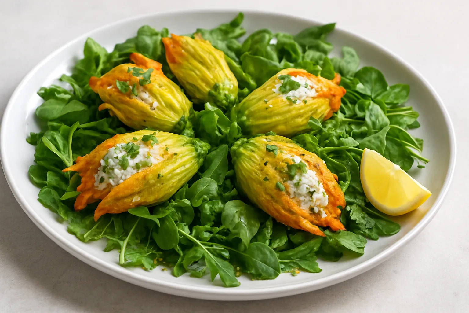 Herbed Ricotta-Stuffed Zucchini Blossom Salad