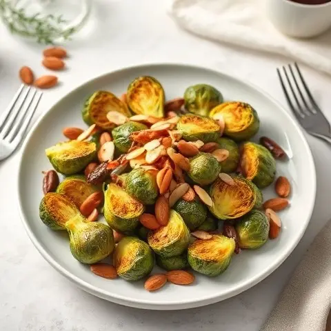 Garlic-Chili Roasted Brussels Sprouts with Almonds