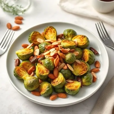 Garlic-Chili Roasted Brussels Sprouts with Almonds