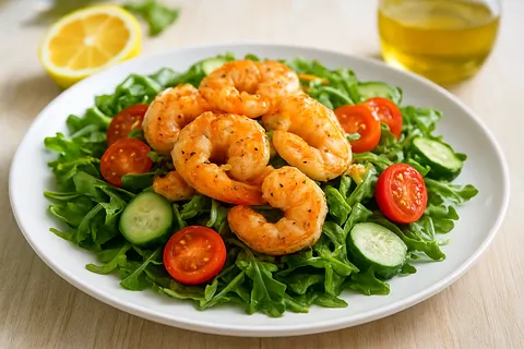 Lemon-Garlic Prawn & Arugula Salad