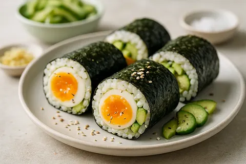 Soft-Boiled Egg & Cucumber Seaweed Roll