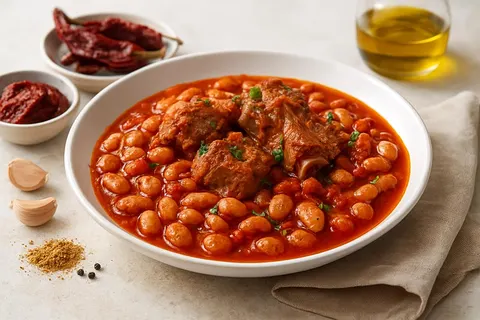 Anatolian Borlotti Bean and Lamb Stew with Smoked Dried Peppers