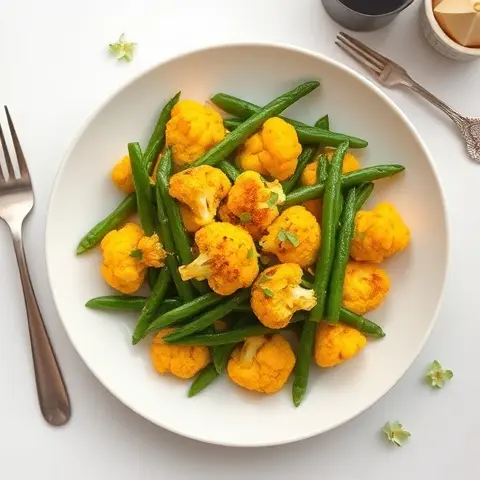 Turmeric Roasted Cauliflower & Green Beans