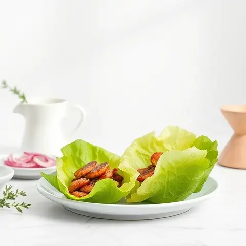 Spicy Sardine Lettuce Wraps with Pickled Onion