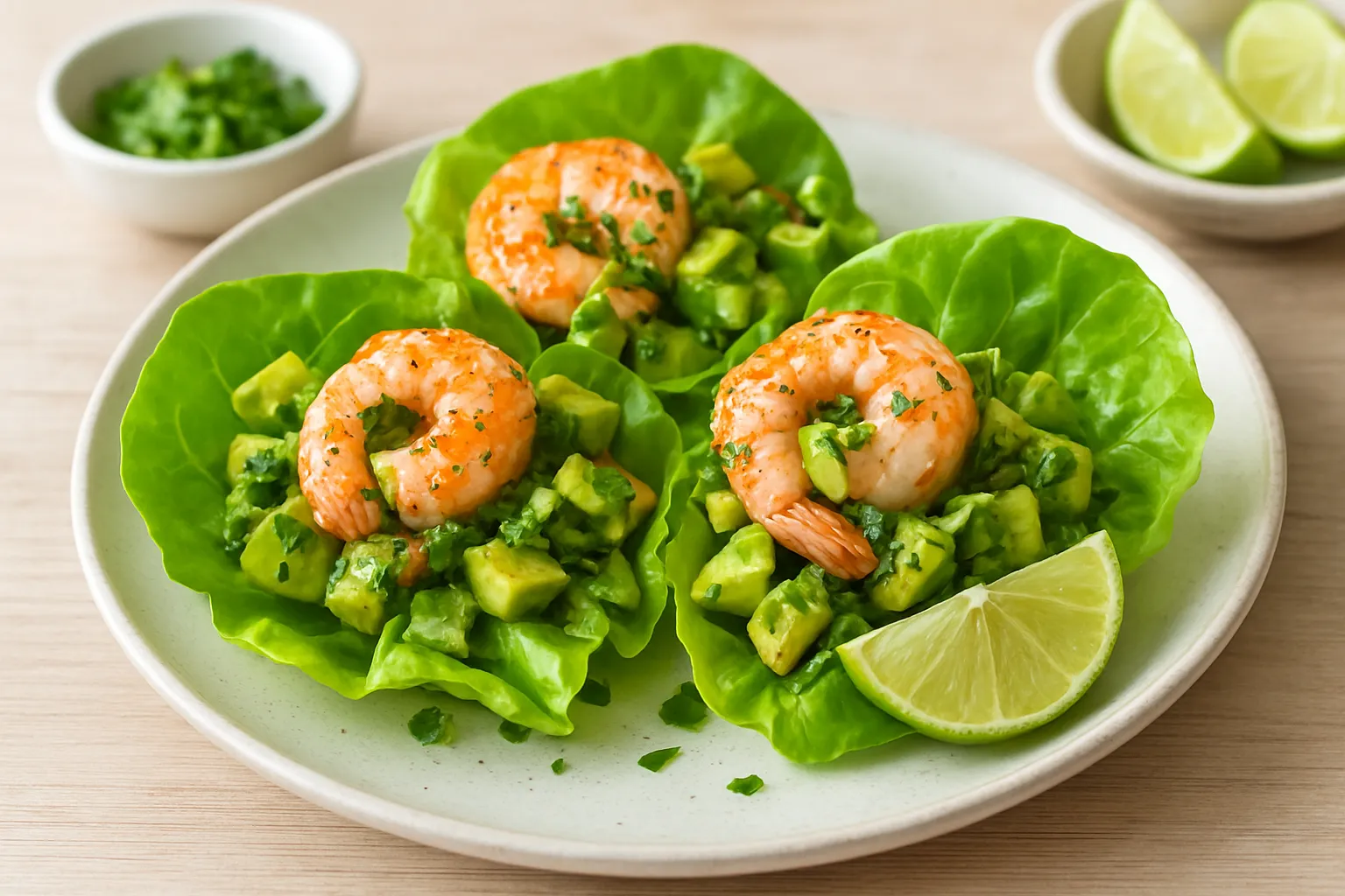 Avocado-Cilantro Shrimp Lettuce Cups
