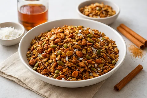 Nutty Seed Granola (No Oats) with Coconut and Cinnamon