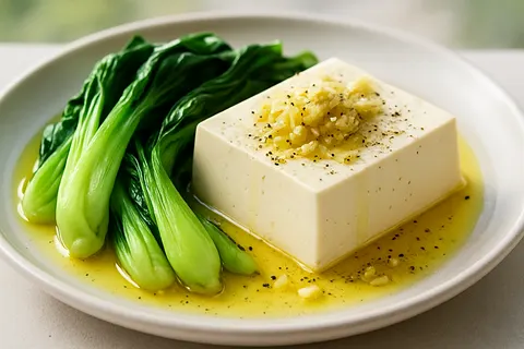 Soft Tofu & Steamed Bok Choy Plate