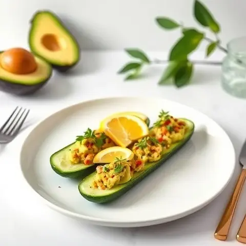 Avocado Cucumber Boats with Lemon