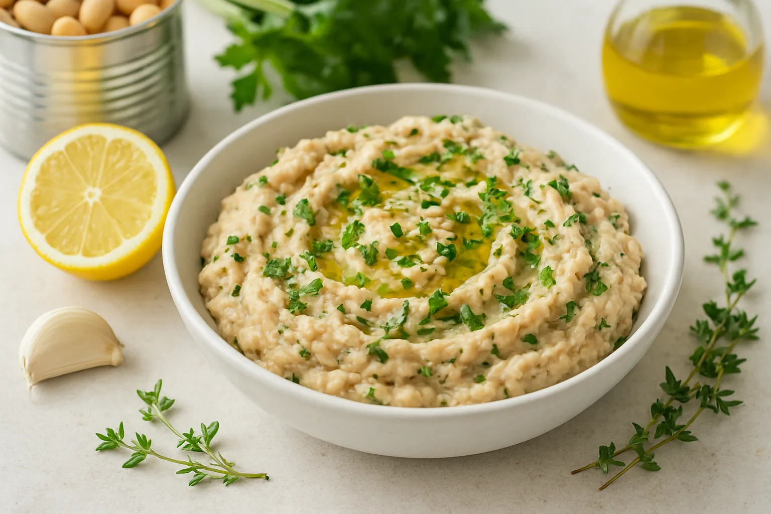 Lemon-Garlic Herb White Bean Spread