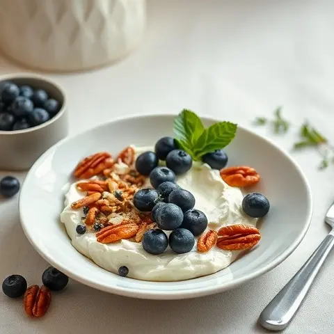 Nutritious Cottage Cheese Bowl with Blueberries and Pecans
