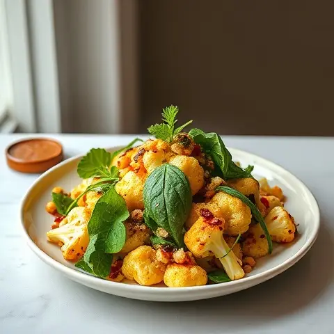 Warm Lemon-Tahini Cauliflower & Chickpea-free Salad