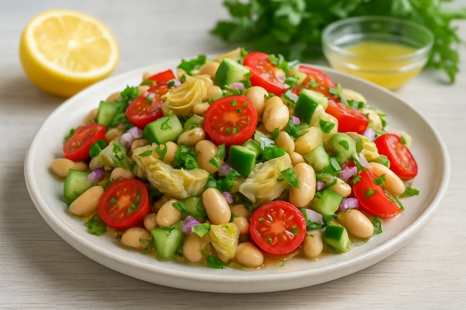 Lemon-Marinated Artichoke & White Bean Salad