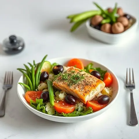 Niçoise-Inspired Salmon Bowl with Olives and Haricot Vert