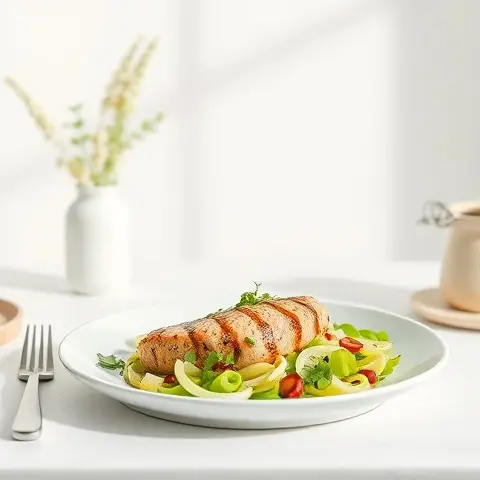 Saffron & Black Pepper Grilled Tuna with Fennel-Celery Salad