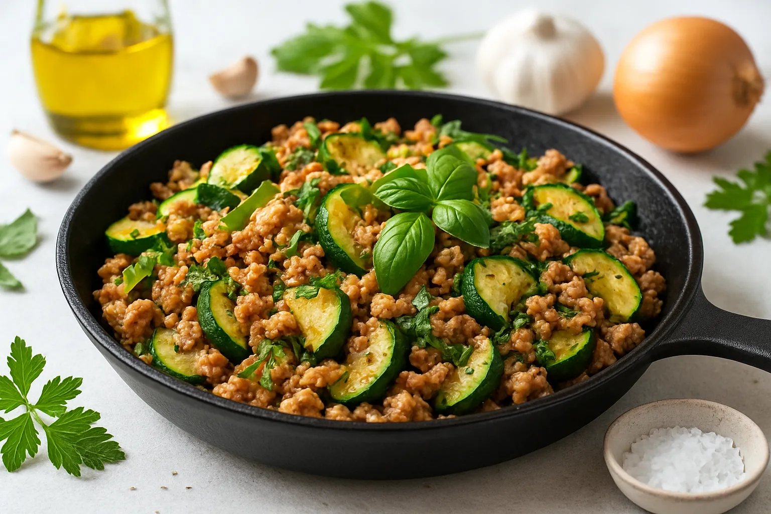 Light Turkey & Zucchini Skillet with Fresh Herbs