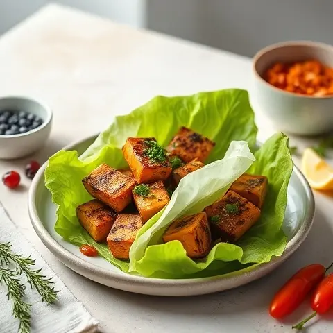 Spicy Blackened Tofu Lettuce Cups