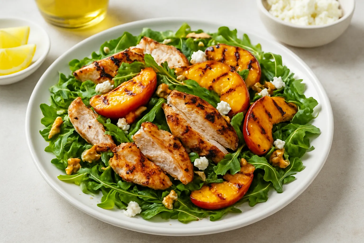 Grilled Turkey & Grilled Peach Arugula Salad