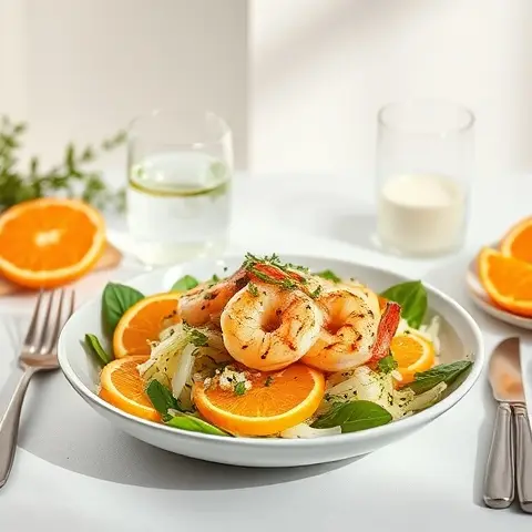 Fennel, Orange & Grilled Shrimp Salad with Chili-Fennel Oil