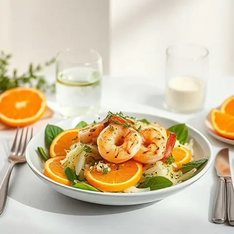 Fennel, Orange & Grilled Shrimp Salad with Chili-Fennel Oil