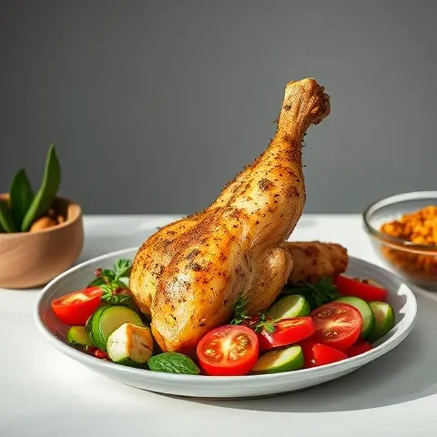Za’atar Roasted Chicken with Tomato-Cucumber Salad