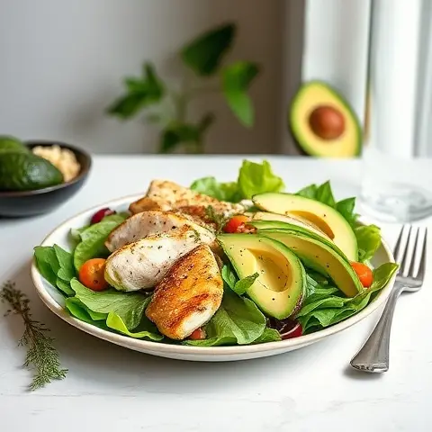 Chicken Caesar Salad with Avocado Dressing (Dairy-Free)
