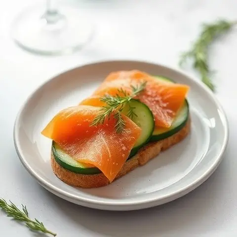 Smoked Salmon Cucumber Toast with Dill