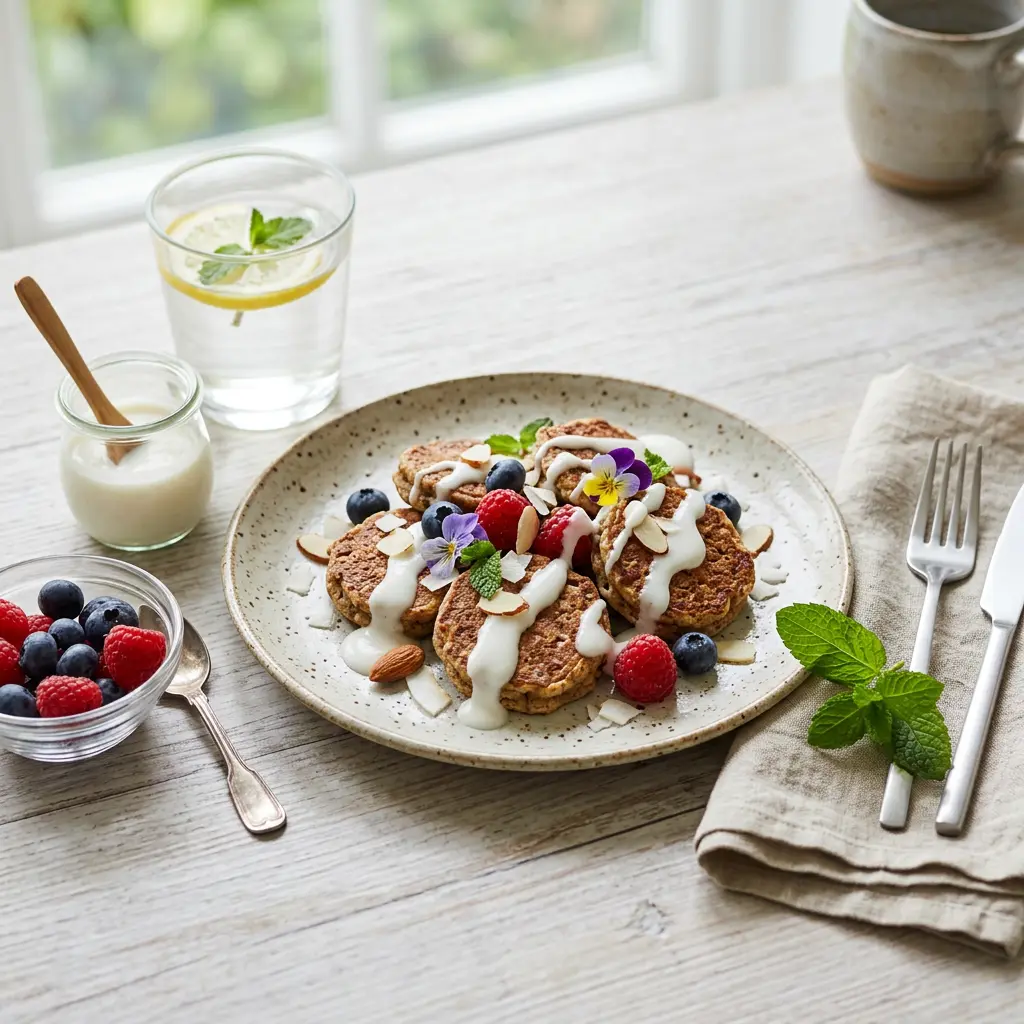 Tigernut Pancake Bites with Coconut Yogurt Drizzle