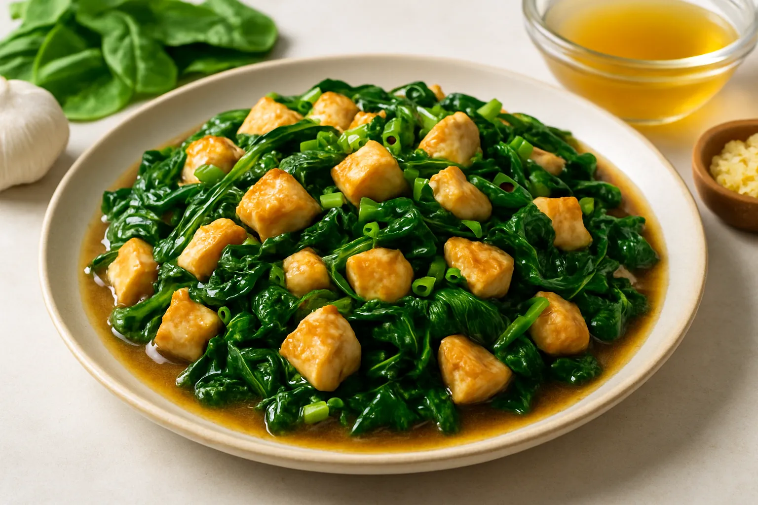 Bone Broth Chicken and Spinach Stir-Fry