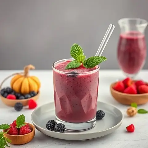 Nutritious Collagen Berry Smoothie with Spinach and Flax