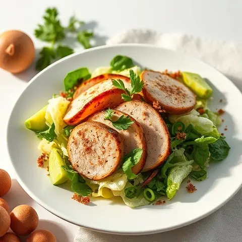 Charred Cabbage and Herb Salad with Roasted Turkey Slices