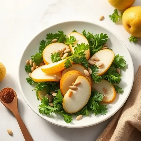 Refreshing Pear and Parsley Salad with Sunflower Seeds