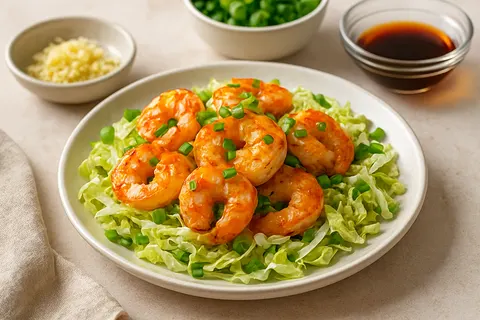Ginger-Scallion Shrimp with Napa Slaw