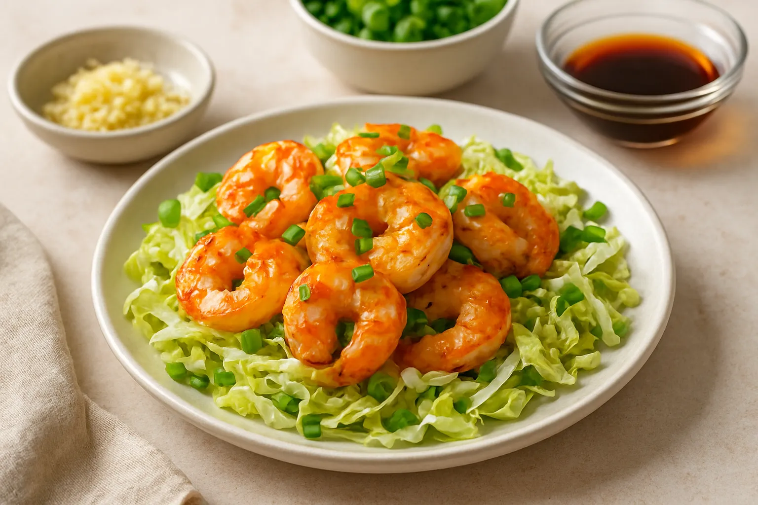 Ginger-Scallion Shrimp with Napa Slaw