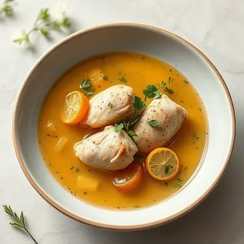 Poached Chicken and Zucchini Broth