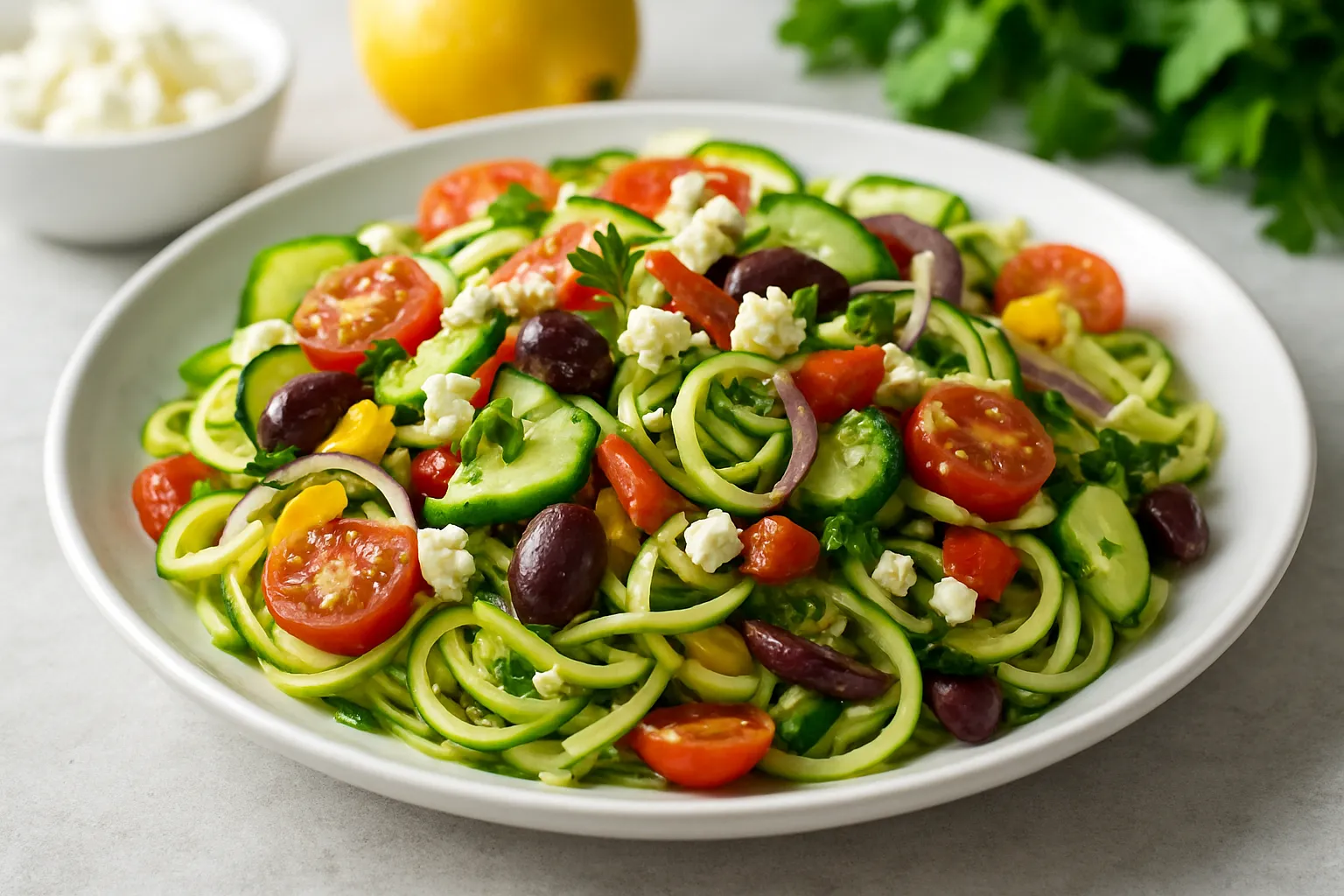 Zoodle Greek Salad with Feta