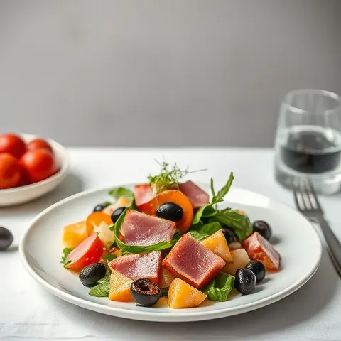 Healthy Seared Tuna Niçoise Salad with Haricot Vert & Olives
