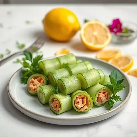 Tuna Cucumber Roll-Ups with Lemon