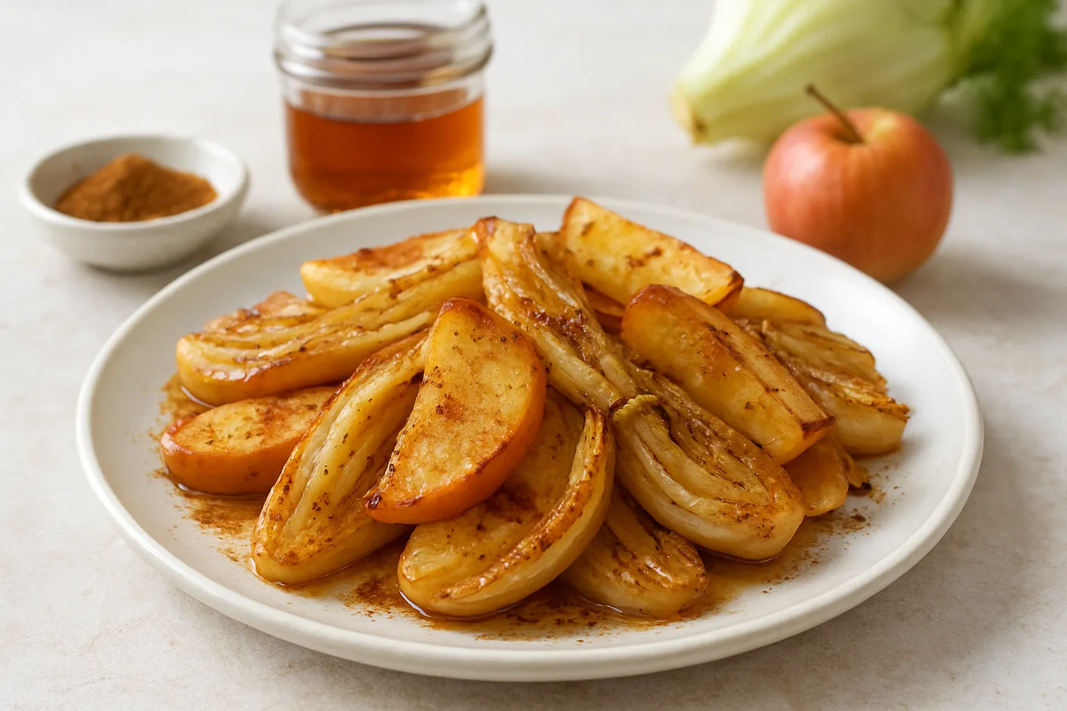 Roasted Cinnamon-Spiced Fennel & Apple Dessert