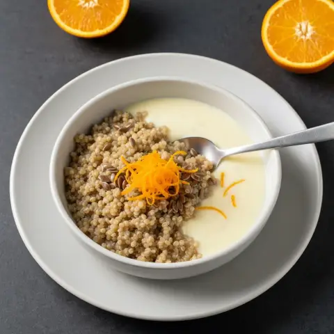 Nutritious Quinoa-Flax Breakfast Bowl with Orange Zest