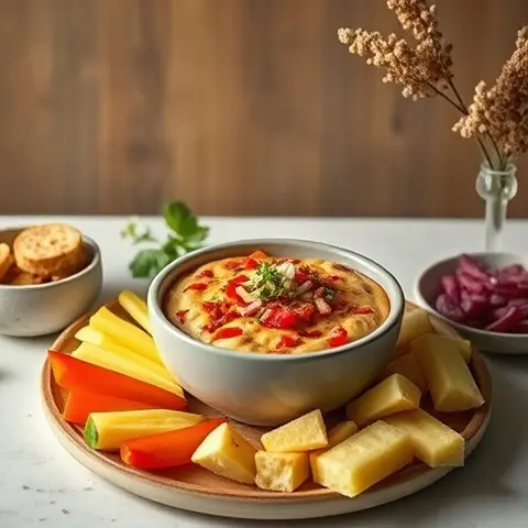 Mediterranean Roasted Red Pepper & White Bean Dip with Crudités