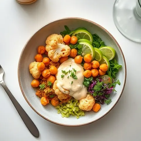 Cauliflower & Chickpea Shawarma Bowl with Tahini