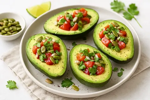 Avocado Boats with Pumpkin Seeds