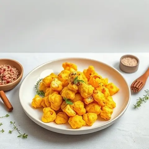 Turmeric Cauliflower Popcorn with Tahini
