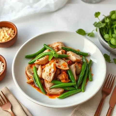 Thai Basil Turkey Stir-Fry with Green Beans