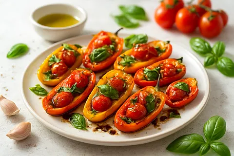 Mediterranean Tomato-Confit & Basil-Stuffed Mini Peppers